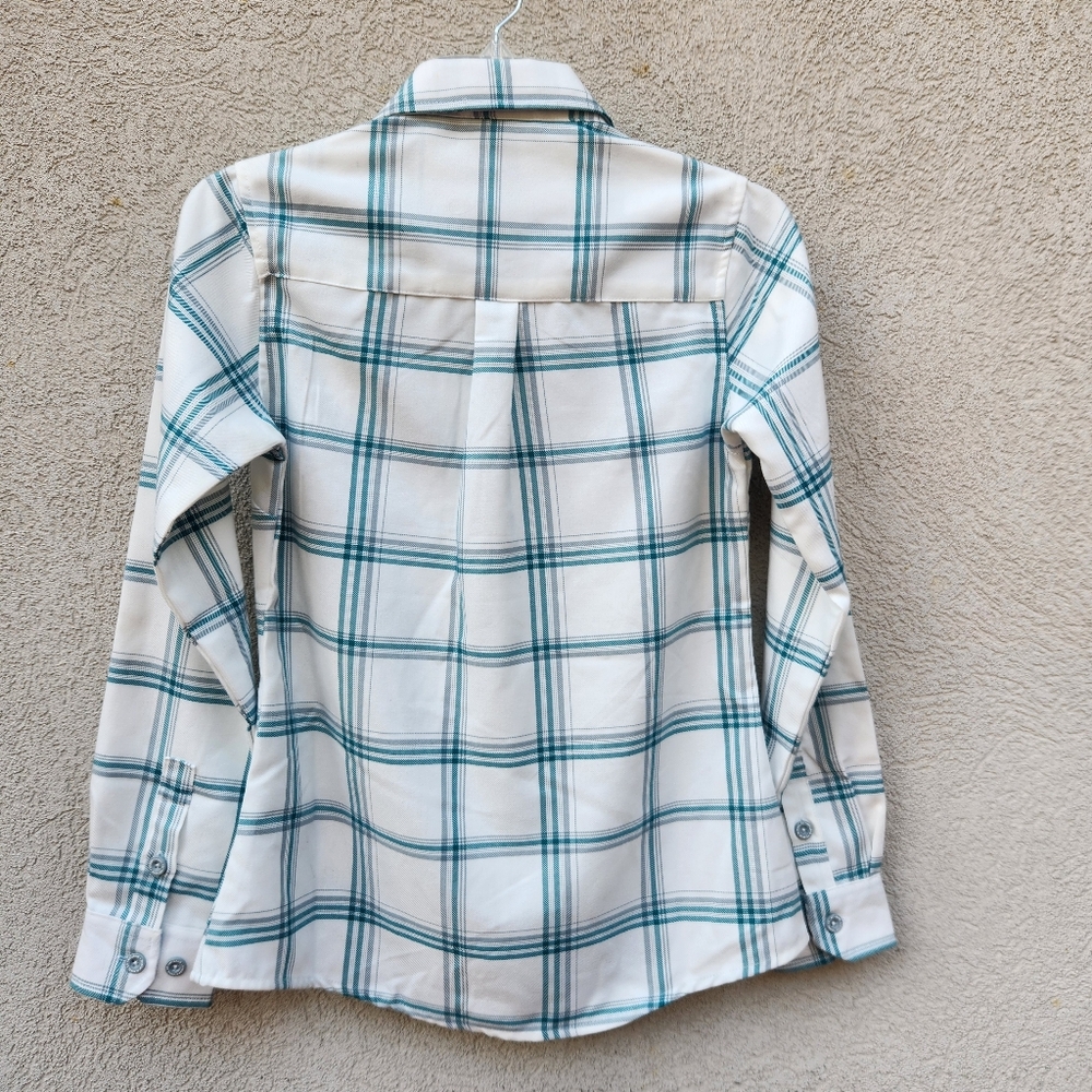 DIXXON Flannel Women's Whistler Blouse Small Plaid White Green Western Top - Picture 5 of 13